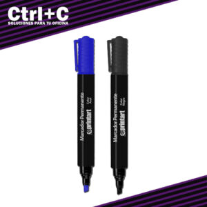 Marcador Printart punta gruesa bisel permanente x12 unidades negro/azul